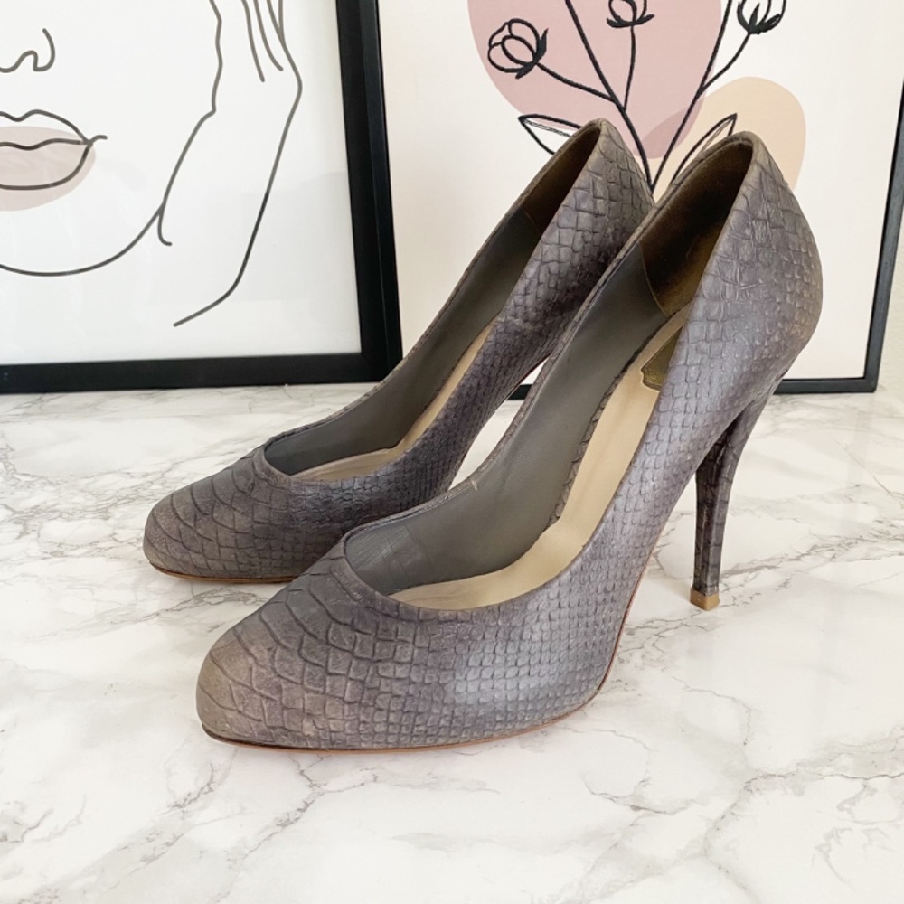 Christian Dior Miss Dior Snakeskin Grey Python Embossed Stiletto Pumps 40 / 10